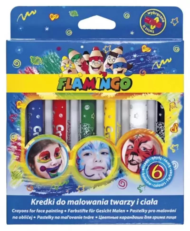 Kredki Do Twarzy 6 kolorów Flamingo Wb Kredki Do Twarzy 6 kolorów Flamingo Wb