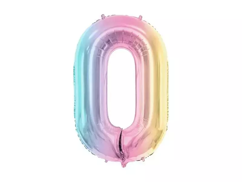 Balon foliowy 0 pastelowy tęczowy 86cm Balon foliowy 0 pastelowy tęczowy 86cm