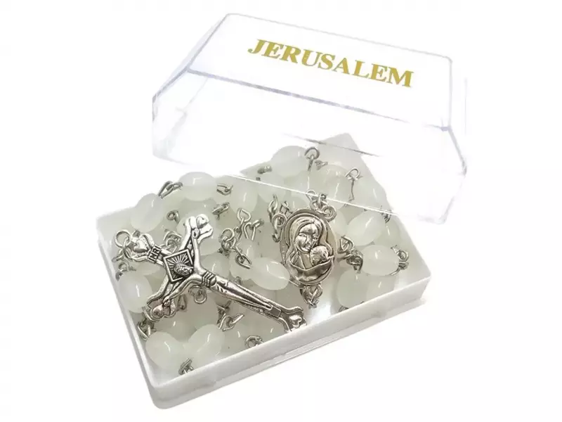 Różaniec jerozolimski w pudełku biały Różaniec jerozolimski w pudełku biały