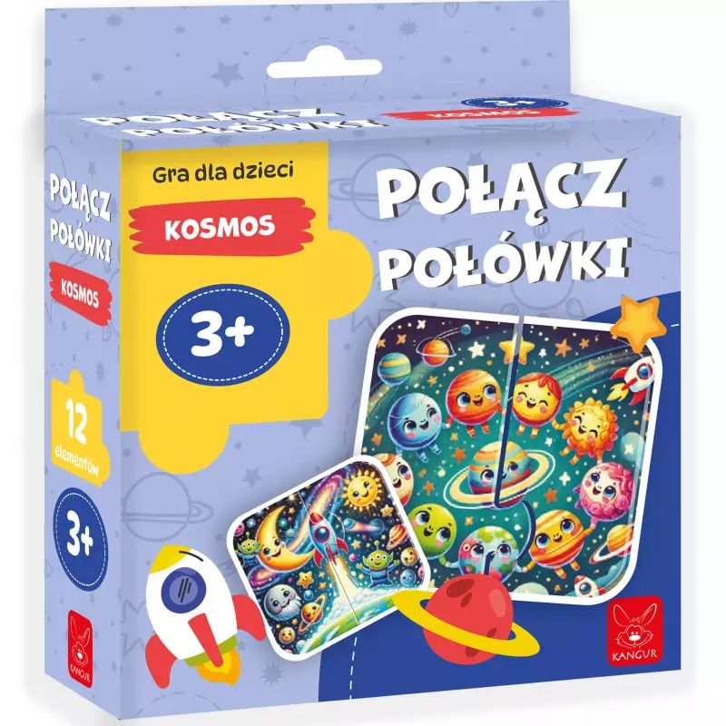 Puzzle 12 elementów. Połącz połówki. Kosmos Puzzle 12 elementów. Połącz połówki. Kosmos