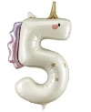 Balon foliowy Cyfra 5 Jednorożec 93cm - zdjęcie