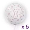 Balony z cyfrą "0" (6 sztuk), gwiazdki różowe - zdjęcie