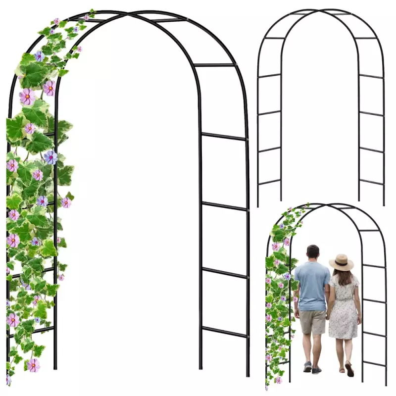 Pergola Ogrodowa Metalowa Na Rośliny Podpora Do Pnączy Łuk 240x140 cm Pergola Ogrodowa Metalowa Na Rośliny Podpora Do Pnączy Łuk 240x140 cm