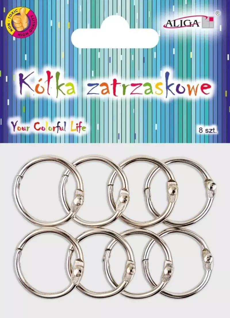 Kółka zatrzaskowe metalowe 2,5cm 8szt Kółka zatrzaskowe metalowe 2,5cm 8szt