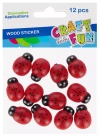 Ozdoba Dekoracyjna Drewniana Samoprzylepna Biedronki 12szt. Craft with Fun 567316 - zdjęcie