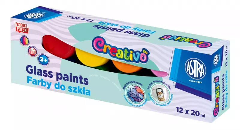 Farby do szkła Astra Creativo 12x20 ml Farby do szkła Astra Creativo 12x20 ml