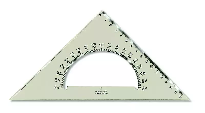 Ekierka z kątomierzem, 16 cm