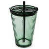 Kubek szklany z pokrywką i słomką VERDE 450 ml - zdjęcie