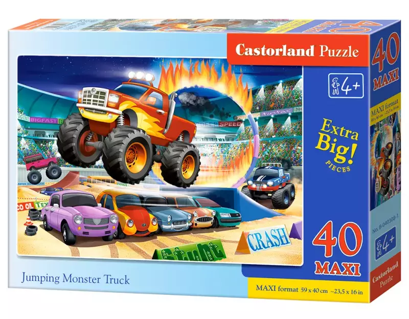 Puzzle maxi 40 elementów. Skaczący Monster Truck Puzzle maxi 40 elementów. Skaczący Monster Truck