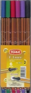 Cienkopis F-Liner 6 kolorów TOMA - zdjęcie
