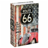 Książka Sejf Na Klucz Mała Kasetka Skrytka Na Pieniądze Route 66, zdjęcie 2