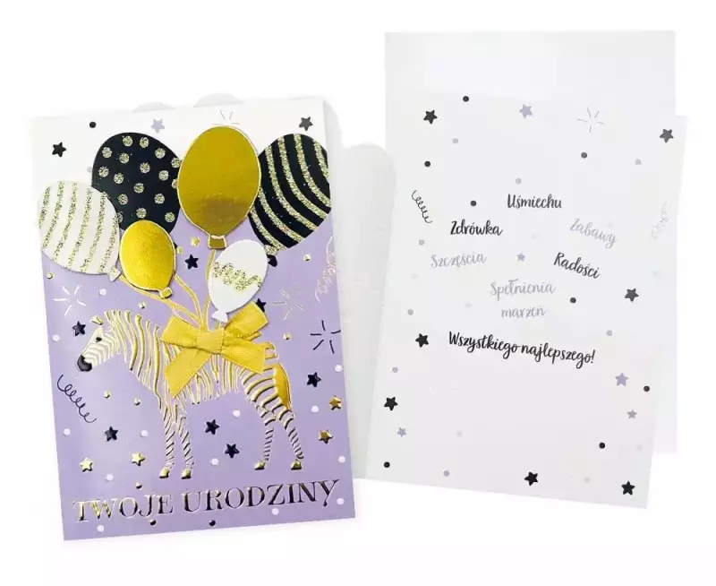 Karnet B6 Urodziny zebra, balony Karnet B6 Urodziny zebra, balony