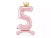 Stojący balon foliowy 5 jasny róż 84cm - zdjęcie