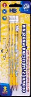 Ołówek z tabliczką mnożenia Astra blister 3 szt. - zdjęcie