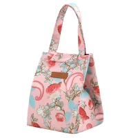 Torba Termiczna Izolacyjna Śniadaniowa Lunch Bag Różowa Kwiaty 25cm, zdjęcie 2