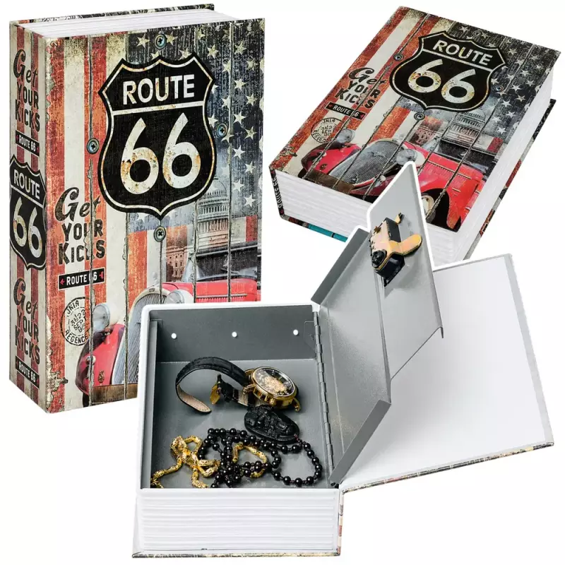 Książka Sejf Na Klucz Mała Kasetka Skrytka Na Pieniądze Route 66