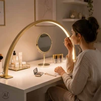 Lampa kosmetyczna LED bezcieniowa biurkowa do manicure paznokci łuk złota, zdjęcie 11