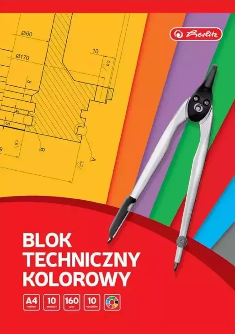 Blok techniczny kolorowy A4 10 kartek Blok techniczny kolorowy A4 10 kartek