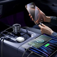 Ładowarka samochodowa Baseus Enjoyment Max 90W 2 x kabel USB-C + USB-A + USB-C - czarna, zdjęcie 8