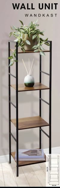 Regał Półka Stojąca 4 Poziomowa MDF Metal 29,5x23,5x106,5CM, zdjęcie 2