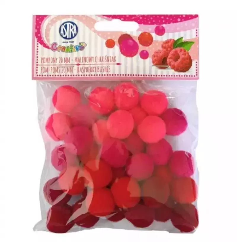 Pompony dekoracyjne 20 mm, Malinowy chruśniak Pompony dekoracyjne 20 mm, Malinowy chruśniak