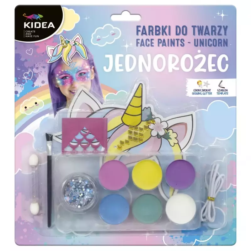 Farby Do Twarzy 6 kolorów Akc Jednorozec Kidea B/c Farby Do Twarzy 6 kolorów Akc Jednorozec Kidea B/c
