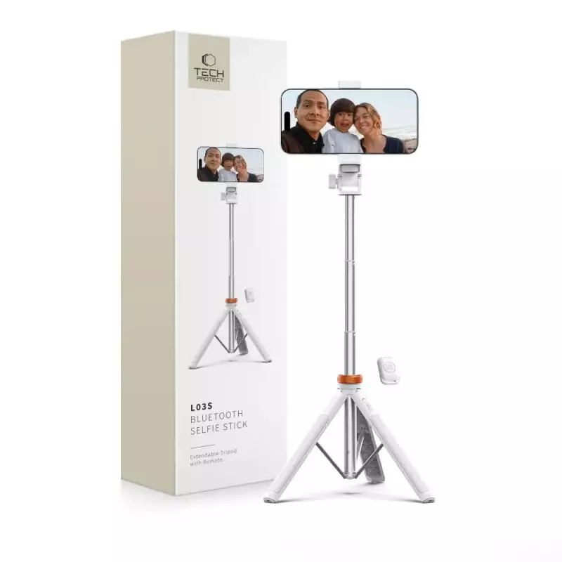 Tech-Protect L03S Bluetooth Selfie Stick Tripod White