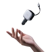 Ładowarka samochodowa Cuktech CC903P 100 W z wyświetlaczem i zwijanym kablem USB-C 70 cm - szara, zdjęcie 10
