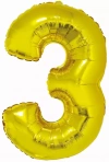 Balon foliowy. Cyfra 3, złota (76 cm) - zdjęcie