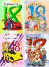 Zaproszenie brokatowe "18-stka", mix wzorów - zdjęcie