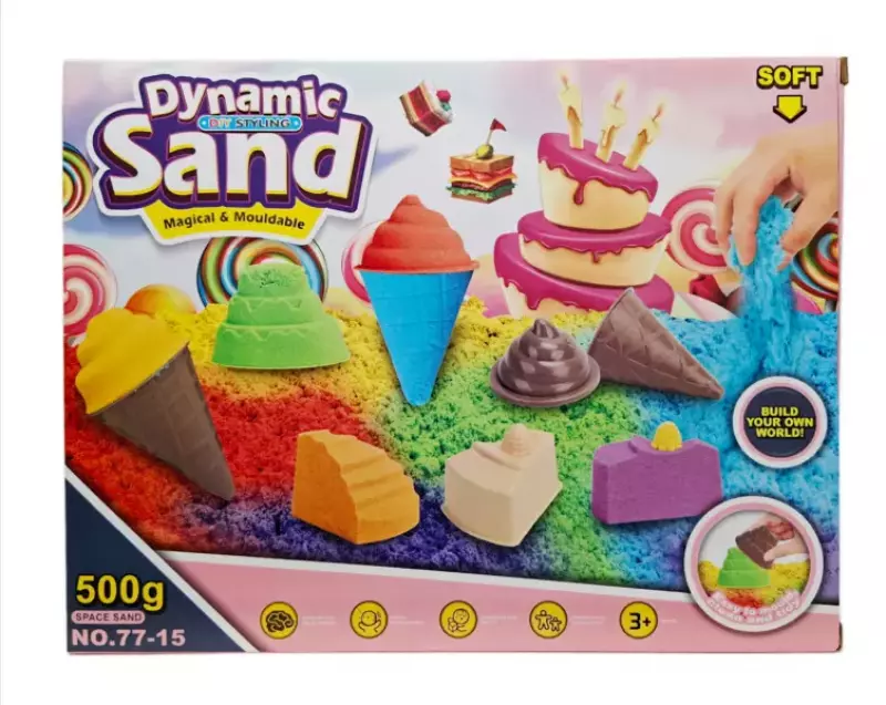 Piasek kinetyczny z foremkami 500g Piasek kinetyczny z foremkami 500g