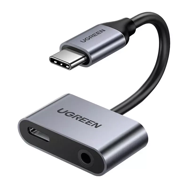 Adapter USB-C do USB-C i jack 3.5mm UGREEN (szary) Adapter USB-C do USB-C i jack 3.5mm UGREEN (szary)
