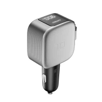 Ładowarka samochodowa Cuktech CC903P 100 W z wyświetlaczem i zwijanym kablem USB-C 70 cm - szara, zdjęcie 2