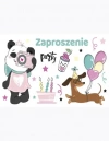 Zaproszenie Z 160x95 zestaw 62128 Dziecięce - Balony, Dziewczynka, Grafika, Pandy, Psy, Torty, Urodziny - zdjęcie