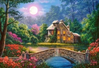 Puzzle 1000 elementów. Cottage in the Moon Garden, zdjęcie 2