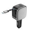 Ładowarka samochodowa Cuktech CC903P 100 W z wyświetlaczem i zwijanym kablem USB-C 70 cm - szara - zdjęcie