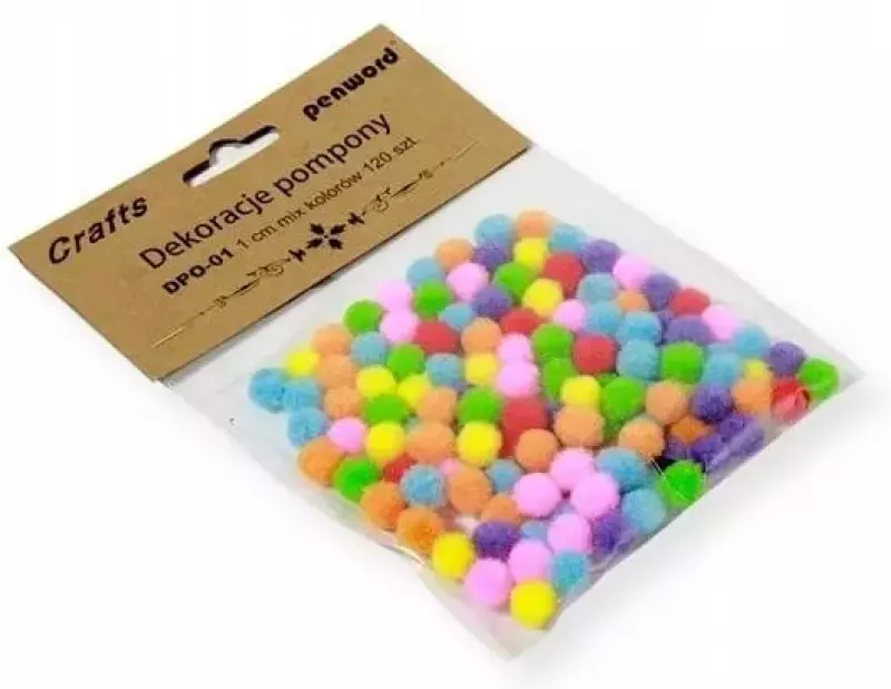 Dekoracje pompony 1cm różne kolory 120szt