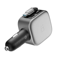 Ładowarka samochodowa Cuktech CC903P 100 W z wyświetlaczem i zwijanym kablem USB-C 70 cm - szara, zdjęcie 3