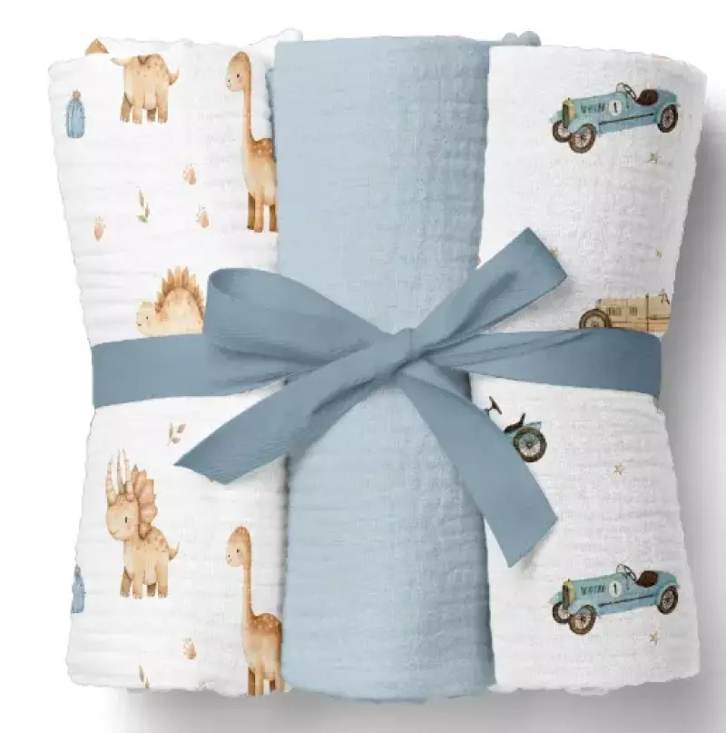 Pieluszki muślinowe 70x70 cm, niebieskie (3 sztuki)