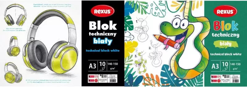Blok techniczny biały A3/10K mix