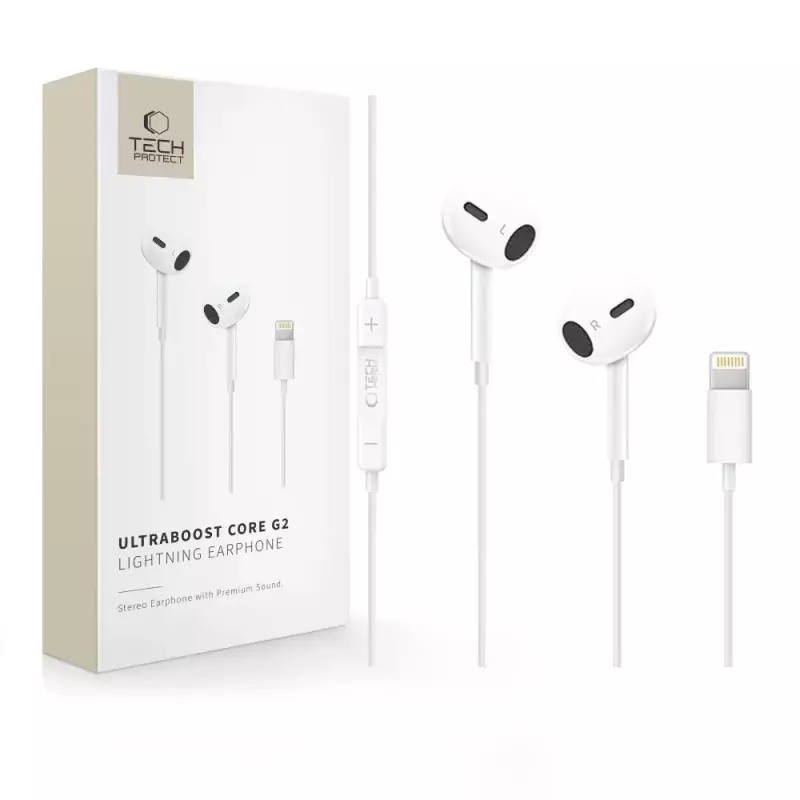 Tech-Protect Ultraboost Lightning Earphone Core G2 White Tech-Protect Ultraboost Lightning Earphone Core G2 White