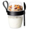 Pojemnik kubek na jogurt z łyżeczką widelcem lunchbox 700 ml - zdjęcie
