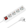 Przedłużacz 4 gniazda 1,5m typu niemieckiego z przełącznikiem (3x1,0mm) Rebel biały - zdjęcie