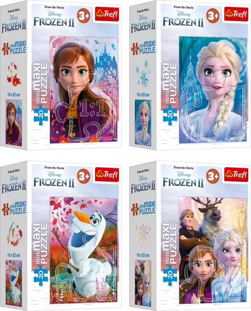 Puzzle 20 elementów, miniMaxi. Przyjaźń w Krainie Lodu, mix