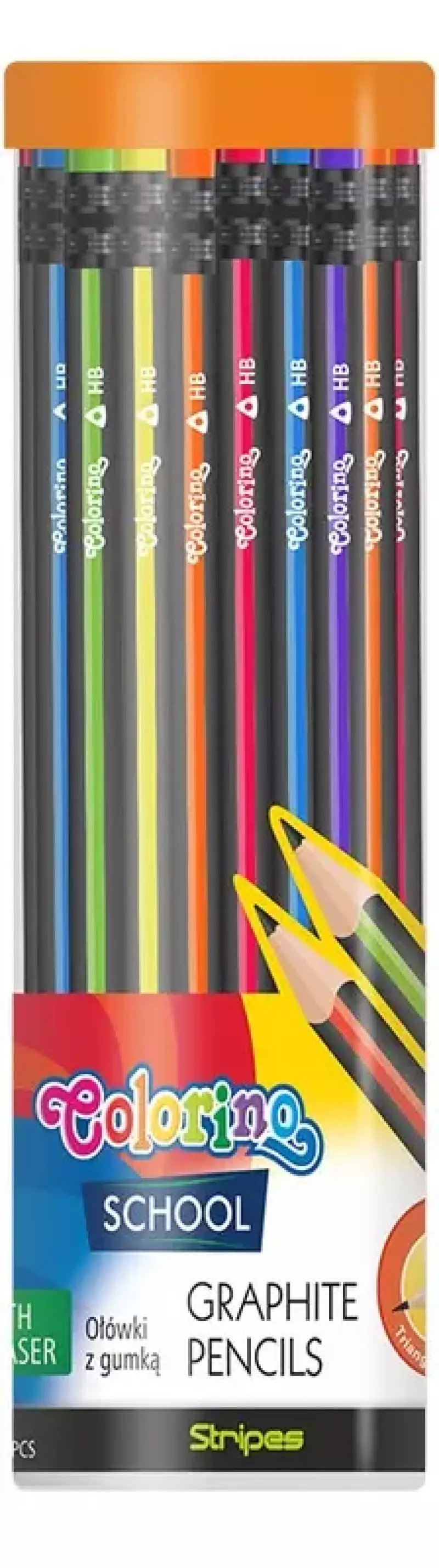 Ołówki z gumką trójkątne w tubie, Colorino School, Patio