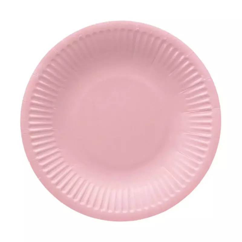 Talerzyki papierowe 18 cm, jasnoróżowy Monocolor (8 sztuk)