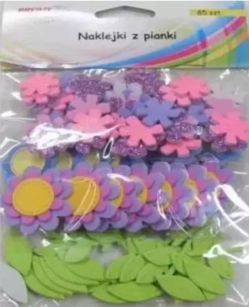 Naklejki z pianki kwiatki 85szt Naklejki z pianki kwiatki 85szt