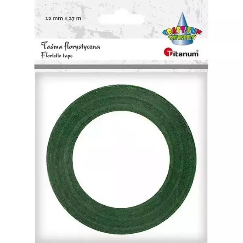Taśma florystyczna 12mm 27m ciemnozielona Taśma florystyczna 12mm 27m ciemnozielona
