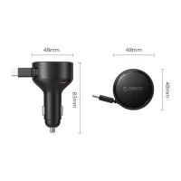 Ładowarka samochodowa Orico FC-60-2C 60W ze zwijanym kablem USB-C 65 cm - czarna, zdjęcie 2