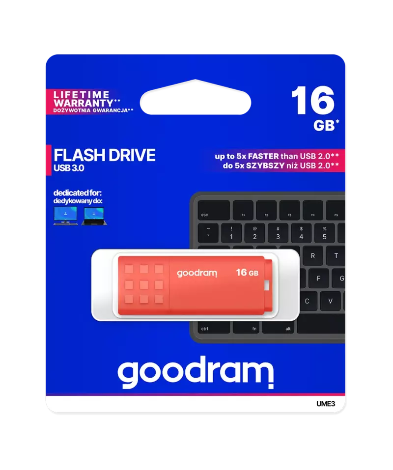 Pendrive Goodram USB 3.2 16GB pomarańczowy Pendrive Goodram USB 3.2 16GB pomarańczowy